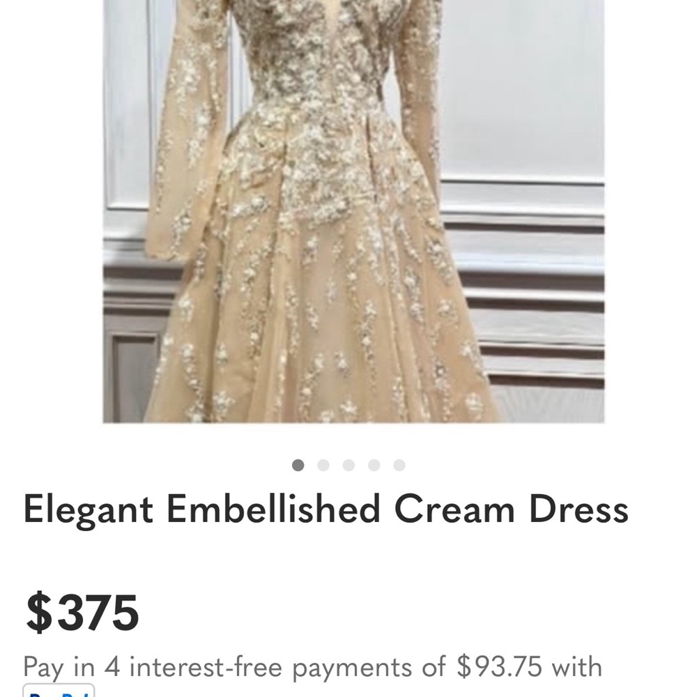 Elegant Embellished Cream Evening Dress